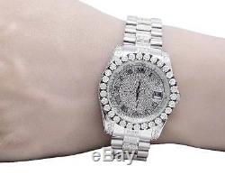 Plaqué Or Blanc Hommes Bijoux Acier Illimités 40mm Simulé Diamond Watch