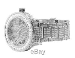 Plaqué Or Blanc Hommes Bijoux Acier Illimités 45mm Simulé Diamond Watch