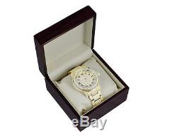 Plaqué Or Jaune Hommes Bijoux Acier Illimités 45mm Simulé Diamond Watch