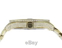 Plaqué Or Jaune Hommes Bijoux Acier Illimités 45mm Simulé Diamond Watch