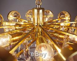 Plaqué Or Palwa Chandelier Bulles Pendentif Lampe Verre En Cristal, Allemagne, 1960s
