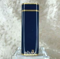 Rare Vintage Cartier Allumeur De Gaz Navy Laque 18k Plaqué Or Accents Avec Boîtier