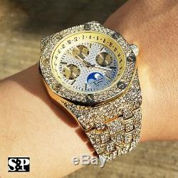 Robe Band Metal Men Plaqué Or Iced Luxe Quavo Rapper Clubbing Montre