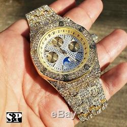 Robe Band Metal Men Plaqué Or Iced Luxe Quavo Rapper Clubbing Montre