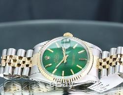 Rolex Montre Datejust 16013 En Or Jaune 18 Carats Et Acier Avec Cadran Vert