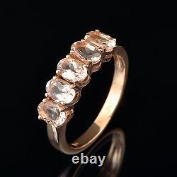 Rose Or Plaqué 925 Sterling Silver Prong Setting Morganite Gemstone Ring