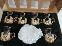 Sena Hanedan Gold Plaqué Turc Tea Glasses Service Set For 6 Made In Turkey