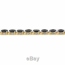 Véritable Noir Onyx 14k Plaqué Or Tennis Bracelet 7.5