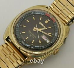Vintage 1971 Seiko Bellmatic 4006 6031 Alarme Gold Plate Brown Face Gents Watch