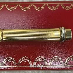 Vintage Authentic Cartier Ballpoint Pen Vendome Trinity 18k Or Plaqué Avec Boîtier