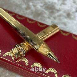 Vintage Authentic Cartier Ballpoint Pen Vendome Trinity 18k Or Plaqué Avec Case2