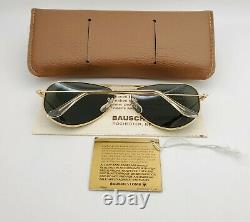 Vintage B&l Ray Ban Bausch & Lomb Gold Aviator G15 Gray 58mm L0205 Avec Boîtier