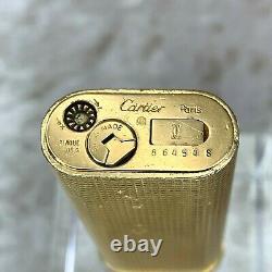 Vintage Cartier Lighter 18k Plaqué Or Pave Coupe Texture Bordeaux Anneau Avec Pas De Boîte