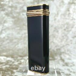 Vintage Cartier Lighter Black Laquer Trinity Accents Plaqués Or 18k Sans Boîtier