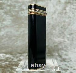 Vintage Cartier Lighter Black Laquer Trinity Accents Plaqués Or 18k Sans Boîtier
