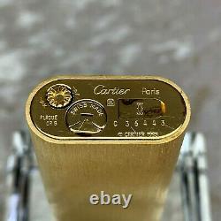 Vintage Cartier Lighter Court Smooth 18k Or Plaqué Finition Ovale Avec Boîtier Et Papiers