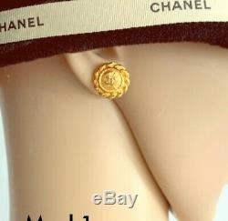 Vintage Chanel CC Bouton Interlocking / Boucles D'oreilles Plaqué Or