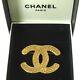 Vintage Chanel Xl Jumbo Tissé Plaqué Or Rare Broche Nfv6312