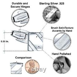 Vrai Argent Sterling. 925 Cufflinks De Luxe Engravables Solides Avec Boîte De Présentation