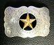 Western Cowboy Silver And Brass Plaqué Texas Ranger Star Trophy Belt Buckle Nouveau
