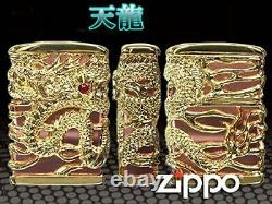 Zippo Lighter Dragon Full Metal Jacket Gold Plate Pink Gold Lighter Japan Nouveau